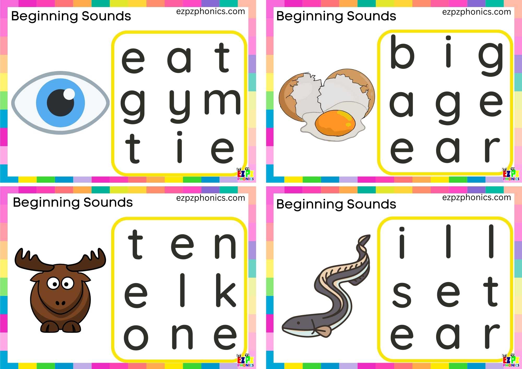 Letter E Word Search Card 2